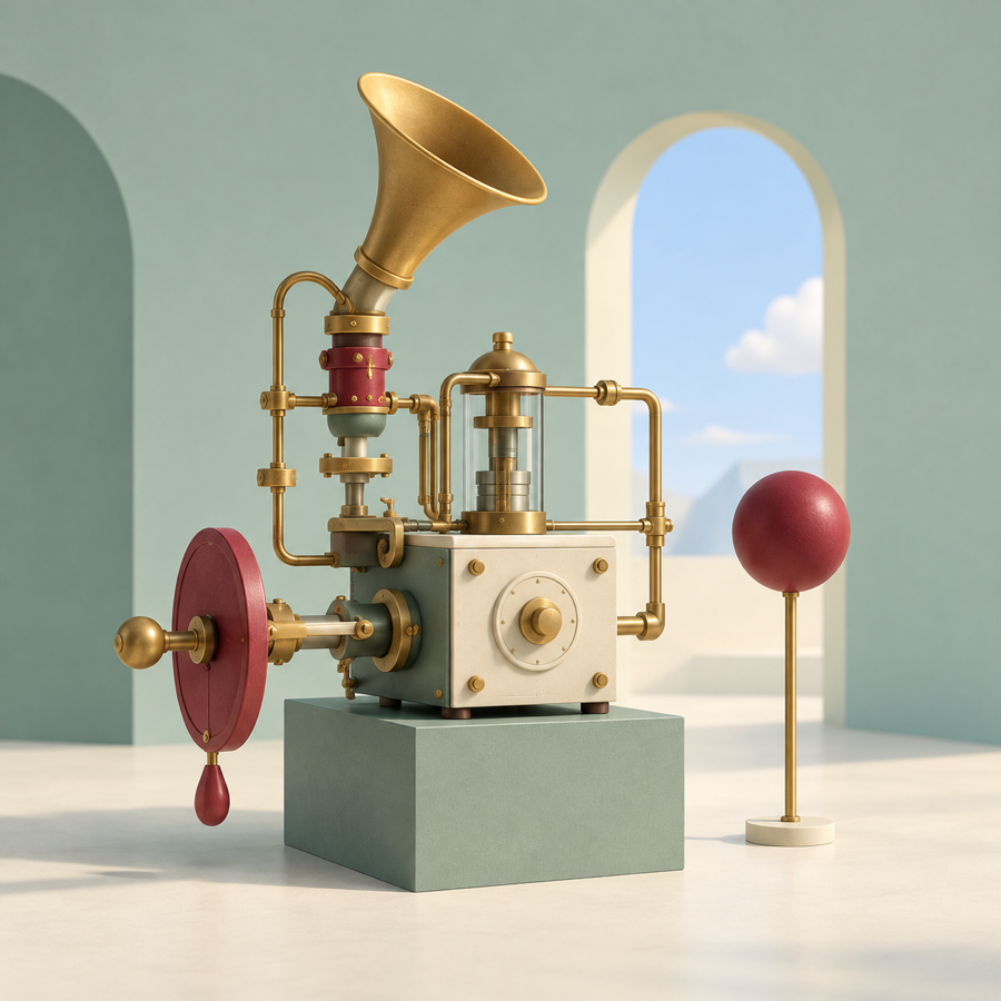 A precision workflow machine connecting mechanical components into one automated system.