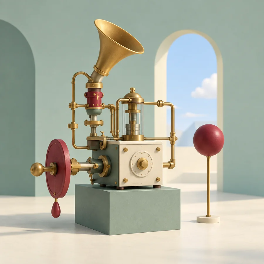 A precision workflow machine connecting mechanical components into one automated system.